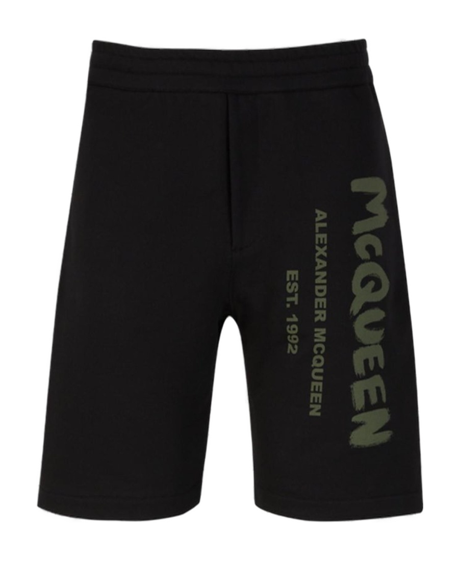 Alexander Mcqueen Logo-print Cotton Shorts In White