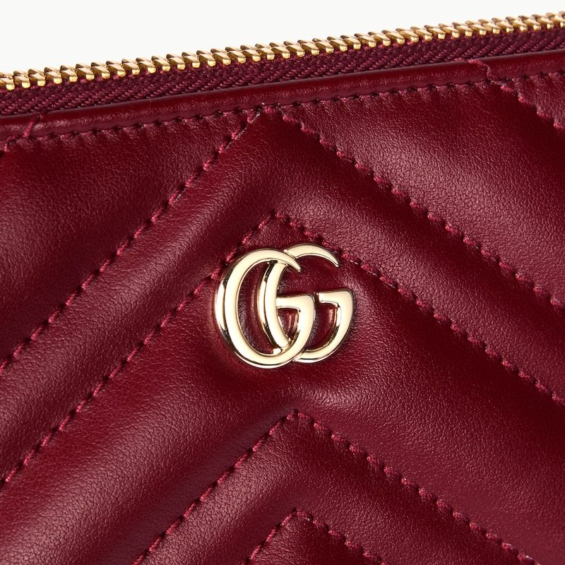 Gucci Gg Marmont Pochette With Chain In Burgundy