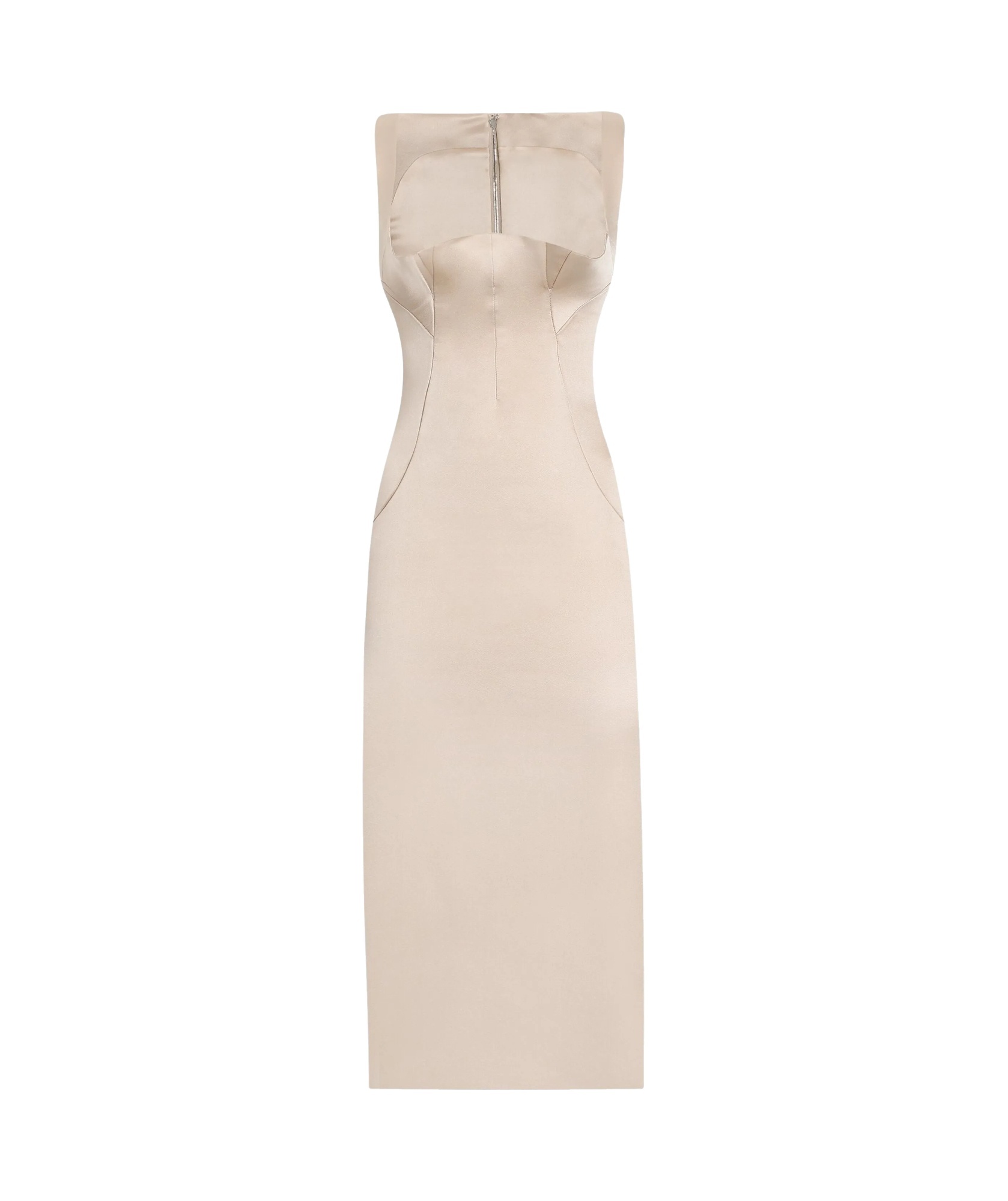 Dolce & Gabbana Satin Midi Dress In Nude