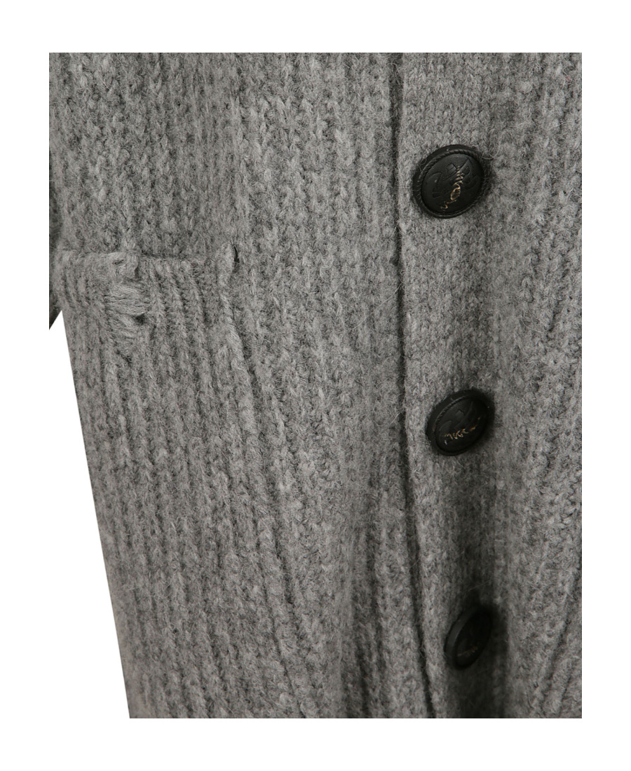 Dsquared2 Button-up Ribbed Long Cardigan In Gray