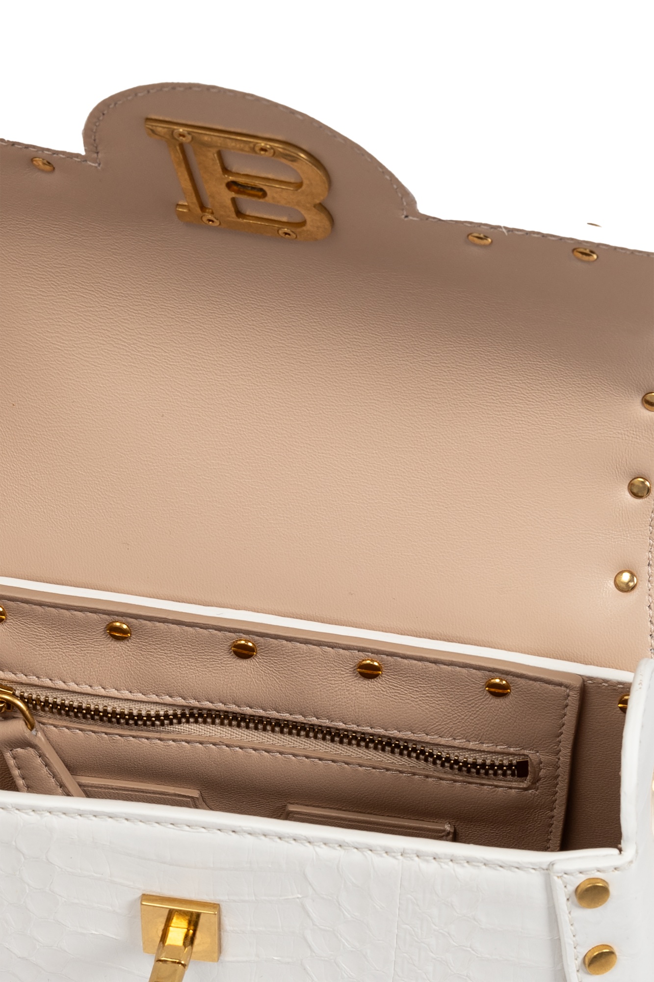 Balmain B-buzz Dynasty Bag In Snakeskin Leather In White