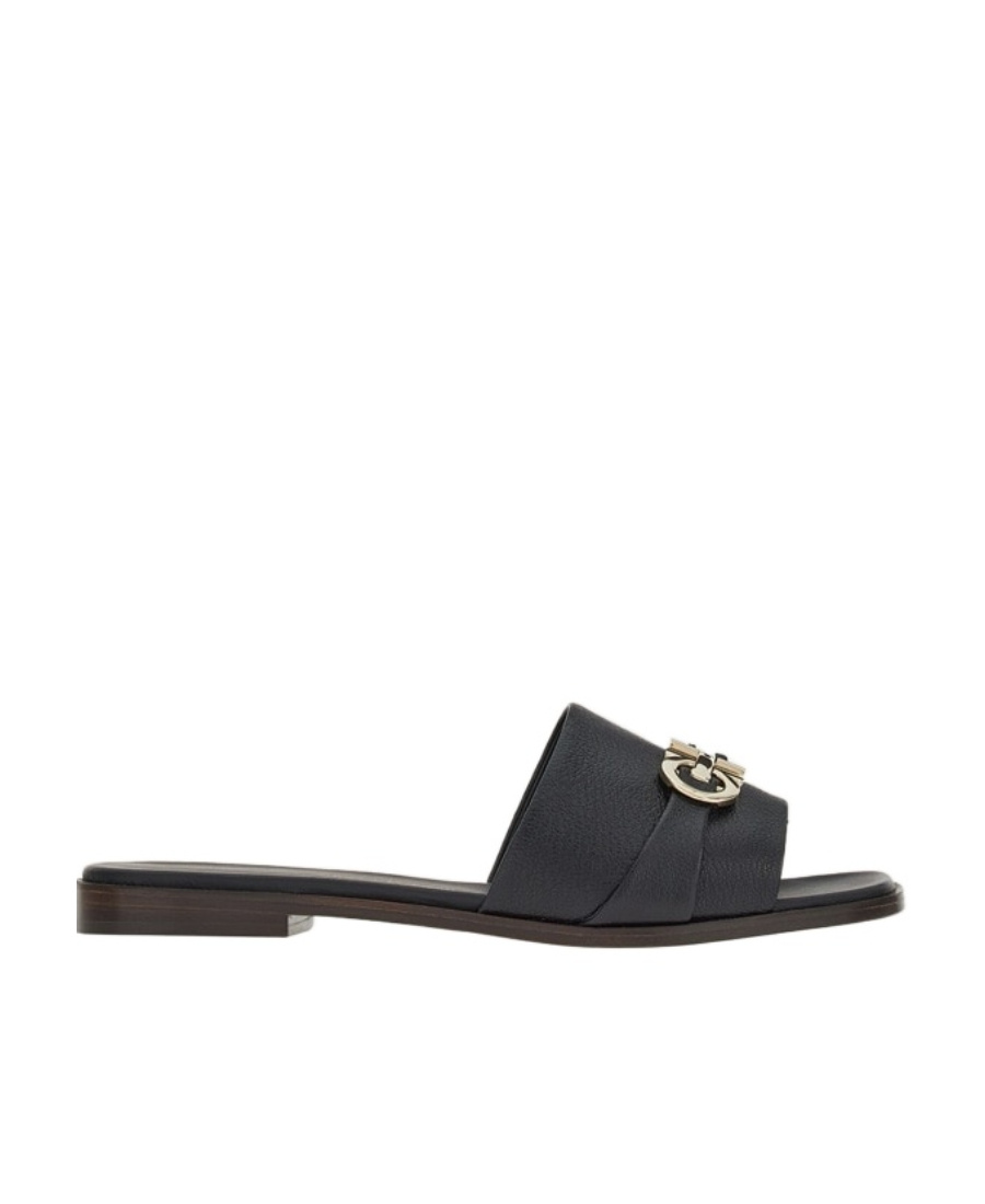 Ferragamo Salvatore Oria Gancini Slides In Black