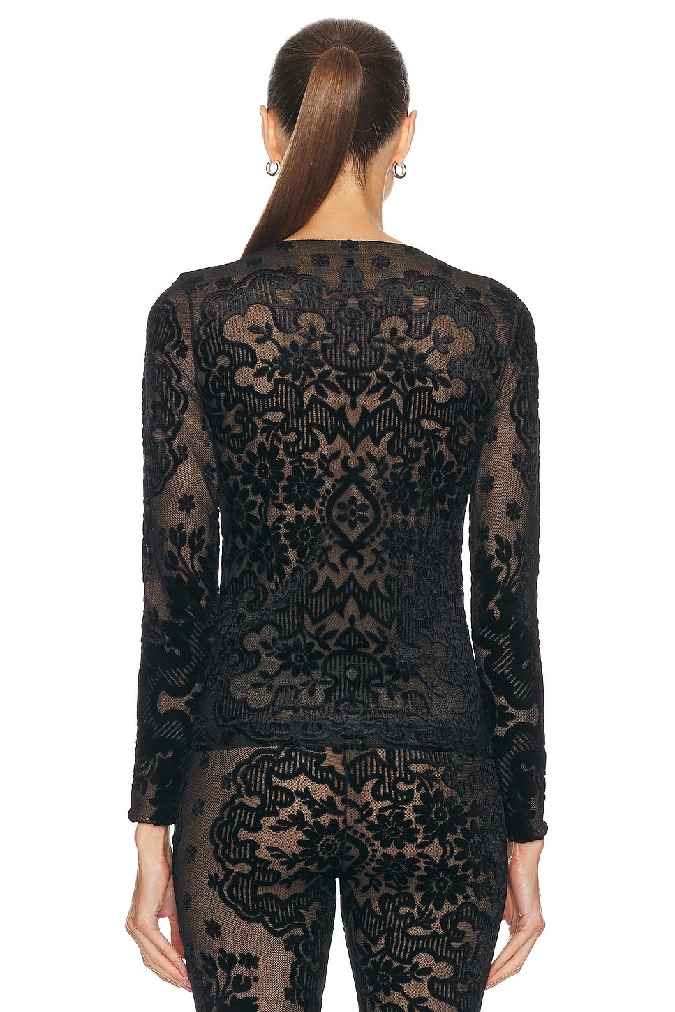 Shop Etro Tulle And Jacquard Velvet Top In Black