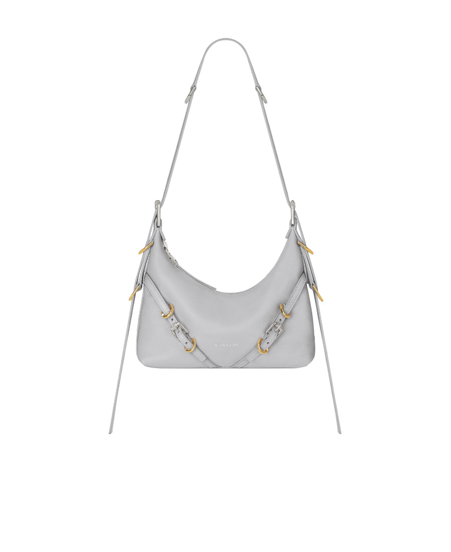 Givenchy Mini Voyou Grey Shoulder Bag With Buckles Embellishment In Leather Woman In Gray