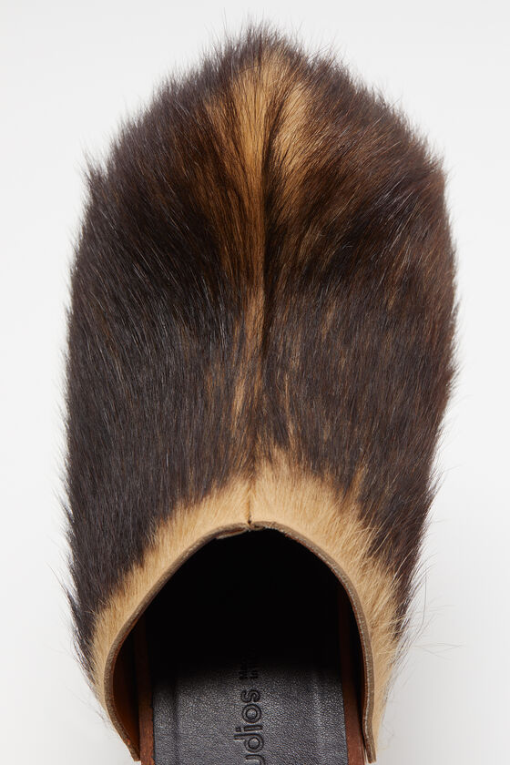 Acne Studios Fur Thick Soled Muller Shoes In Brown