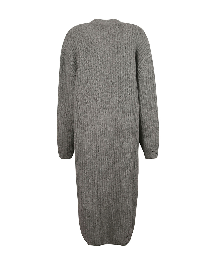 Dsquared2 Button-up Ribbed Long Cardigan In Gray