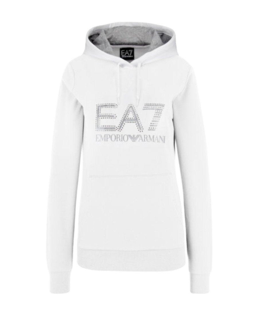 Ea7 Logo Hooded Sweater In White