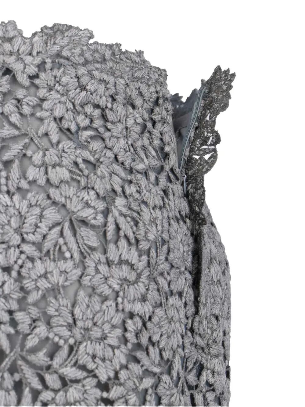 Ermanno Scervino Floral-lace Scalloped Hem Skirt In Gray