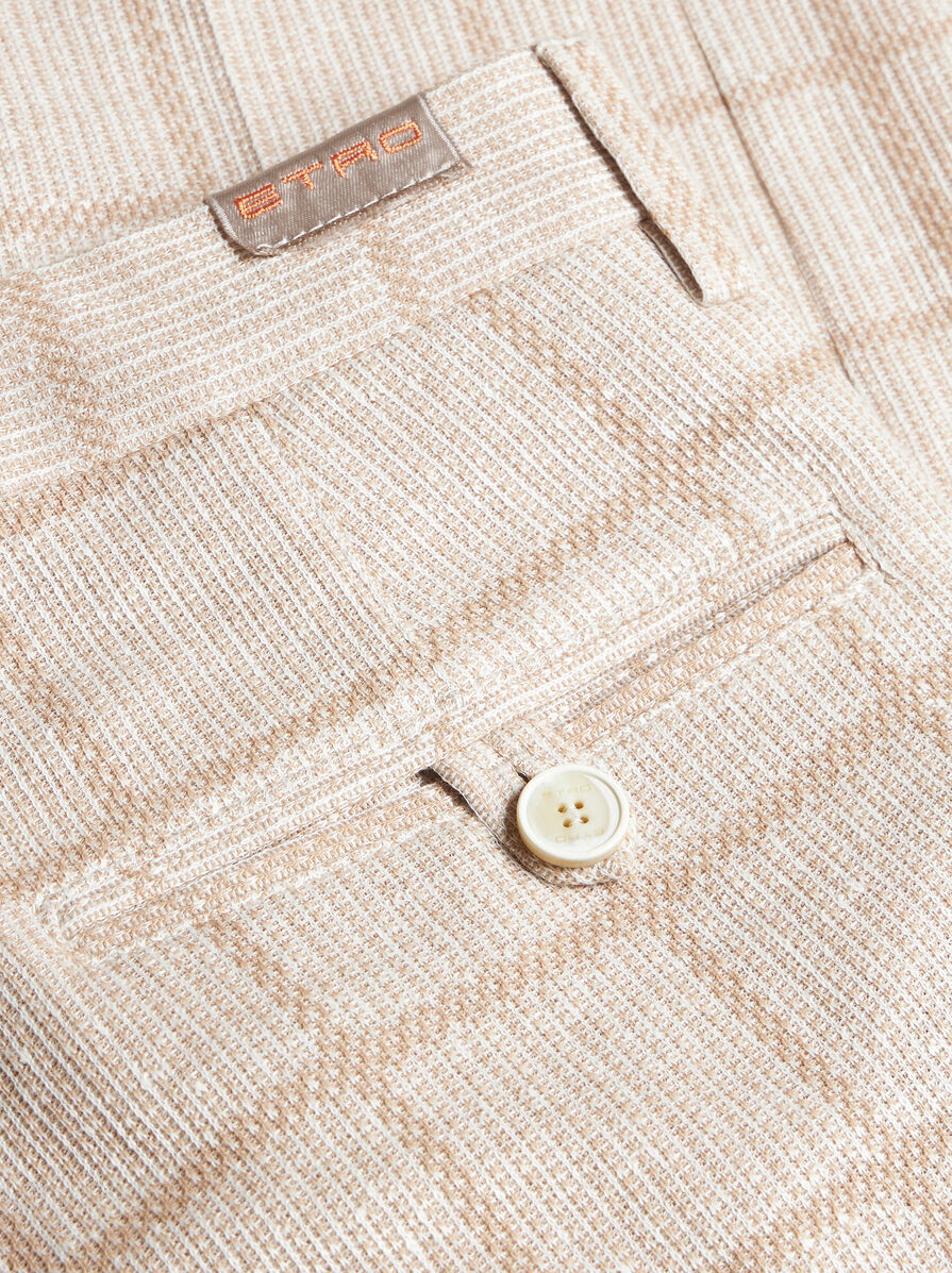 Etro Check Linen-blend Trousers In Nude