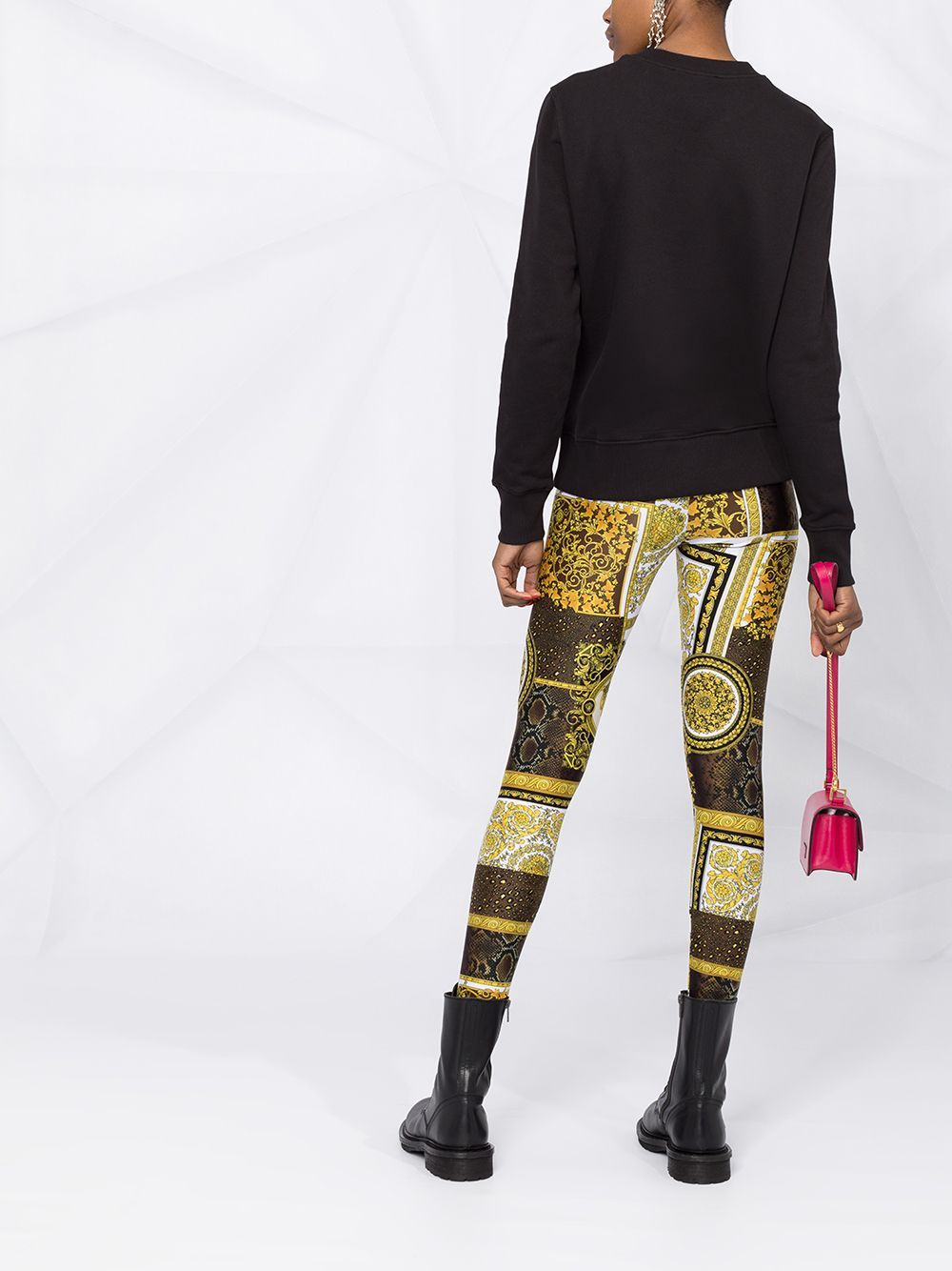 Versace Jeans Logo-print Crew-neck Sweatshirt In Black