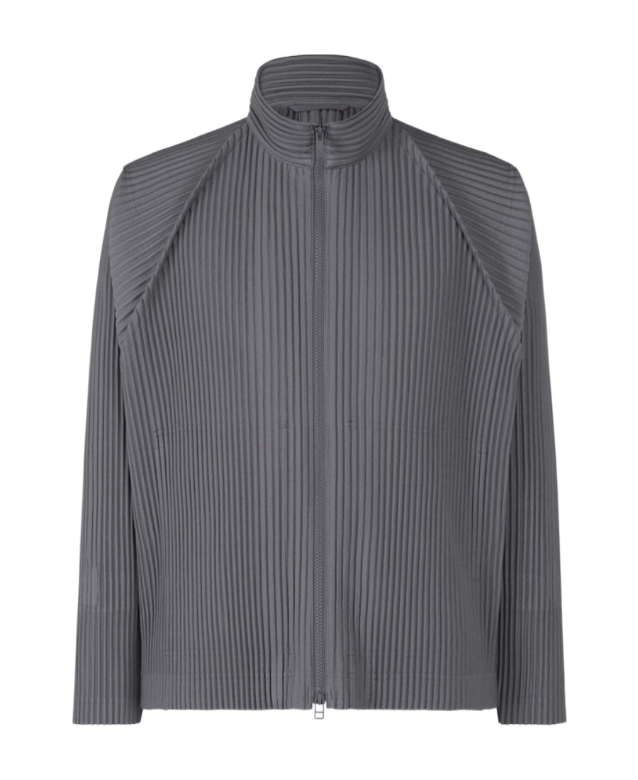 Issey Miyake Color Pleats Zip-up Jacket In Gray