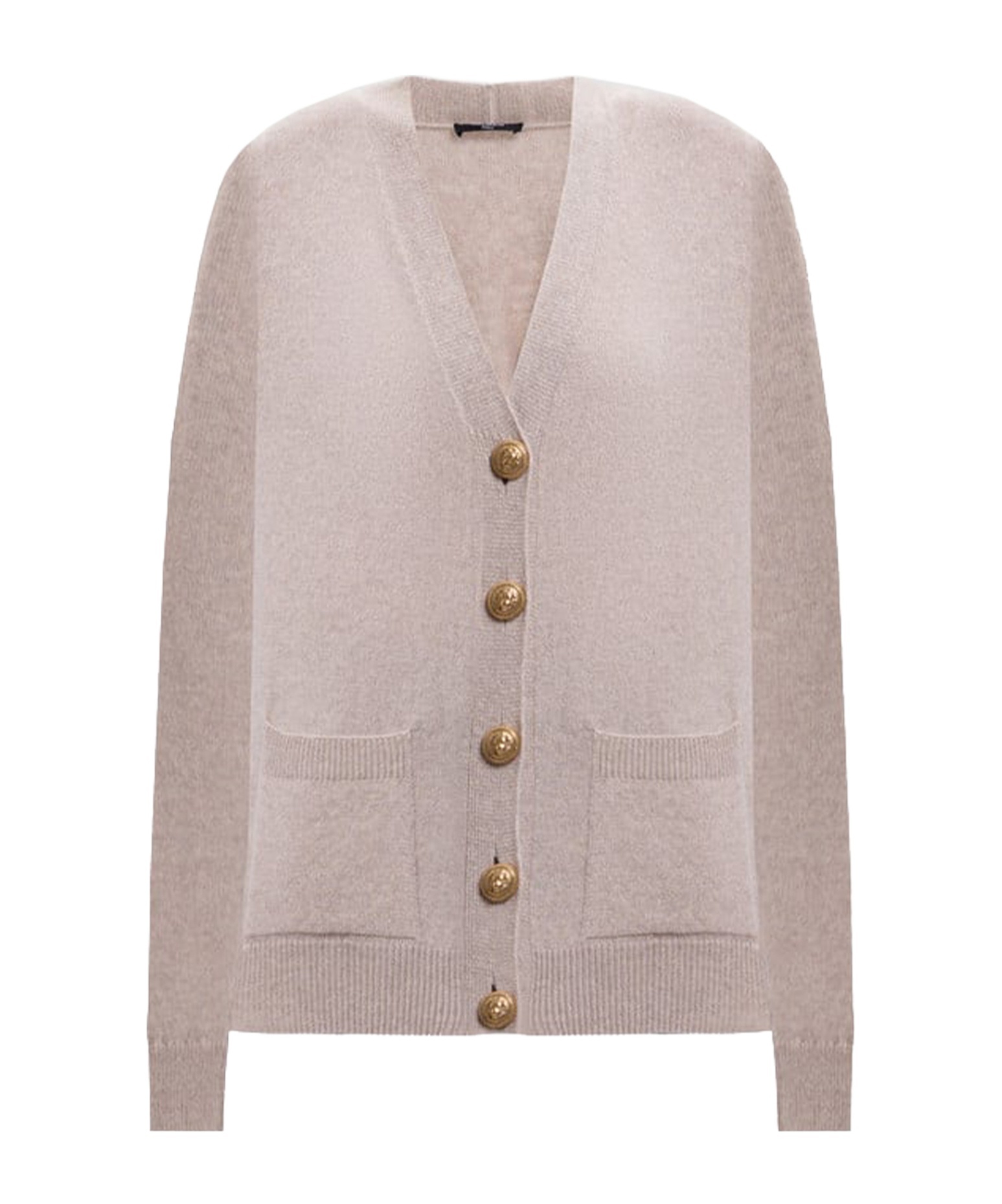 Balmain Long-sleeved Knitted Cardigan In Neutral