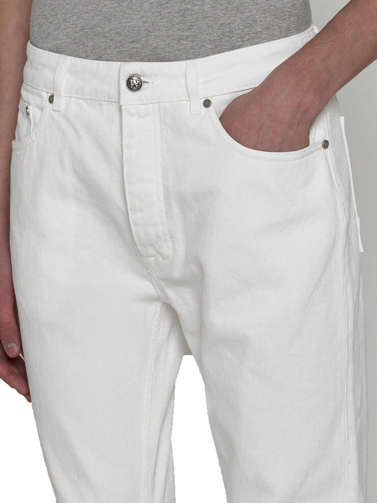 Palm Angels Logo-embossed Straight Jeans In White