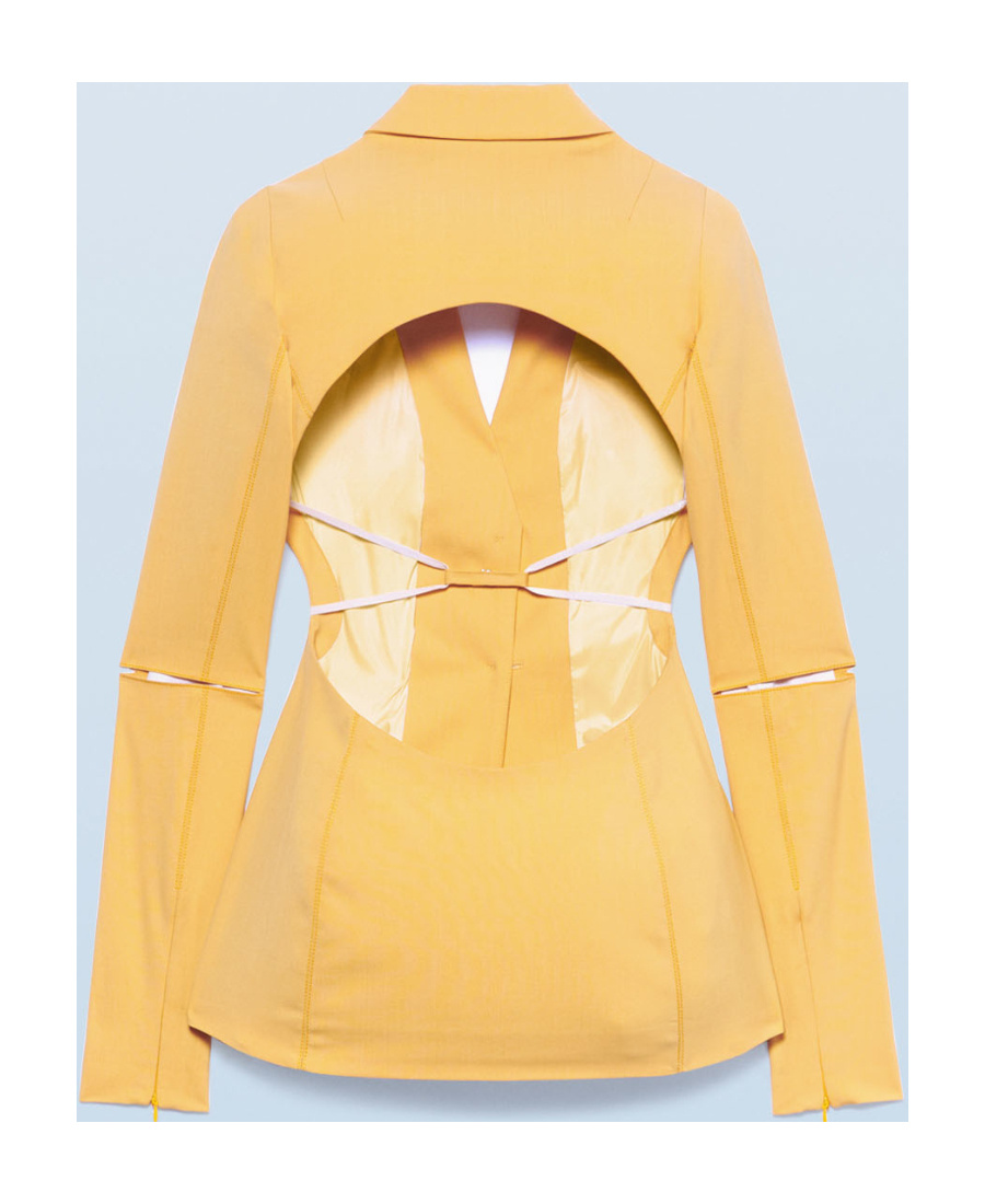 Jacquemus Backless Stretch Suit Coat In Yellow