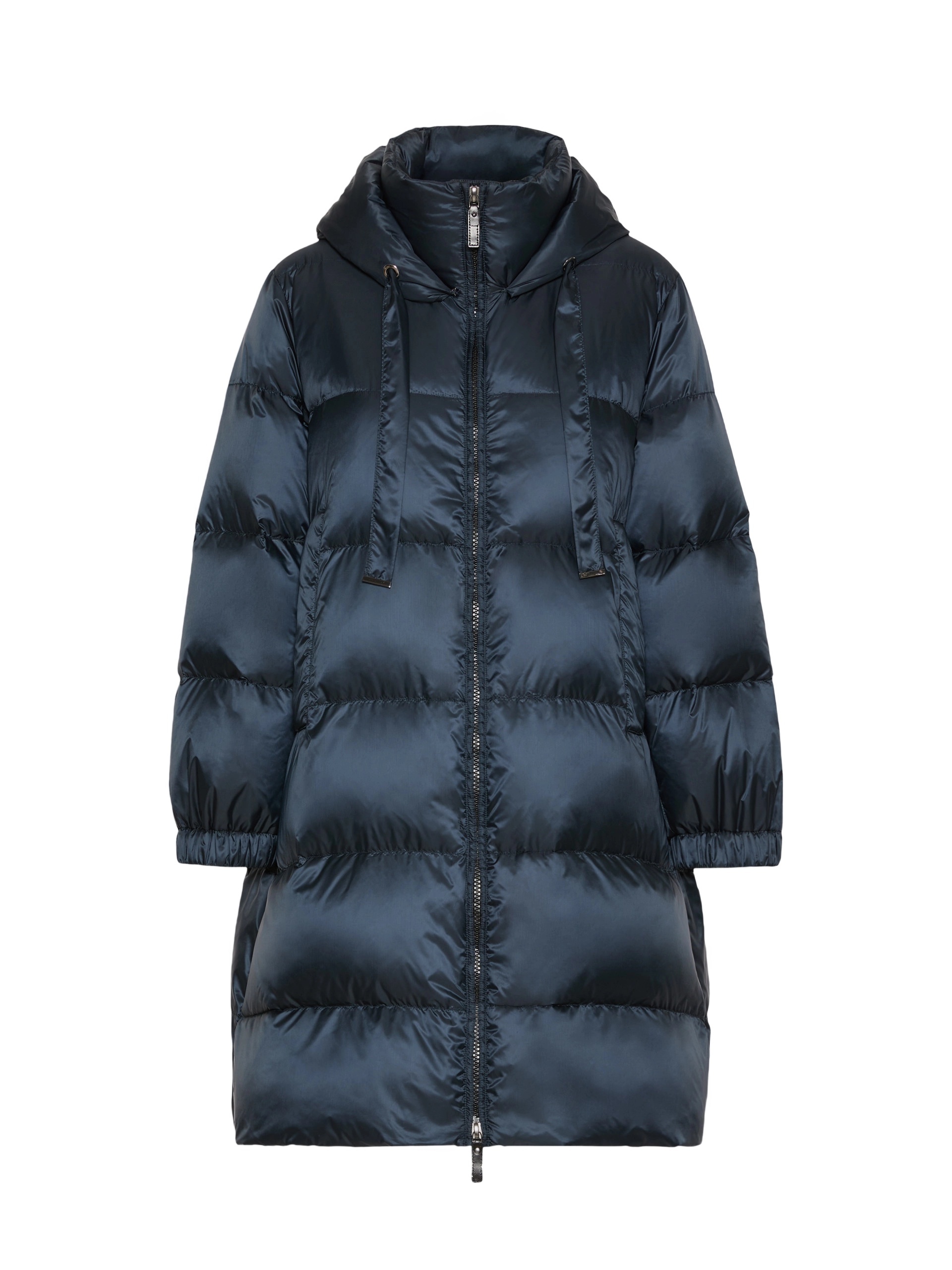 Max Mara Long-sleeved Hooded Down Jacket In Blue