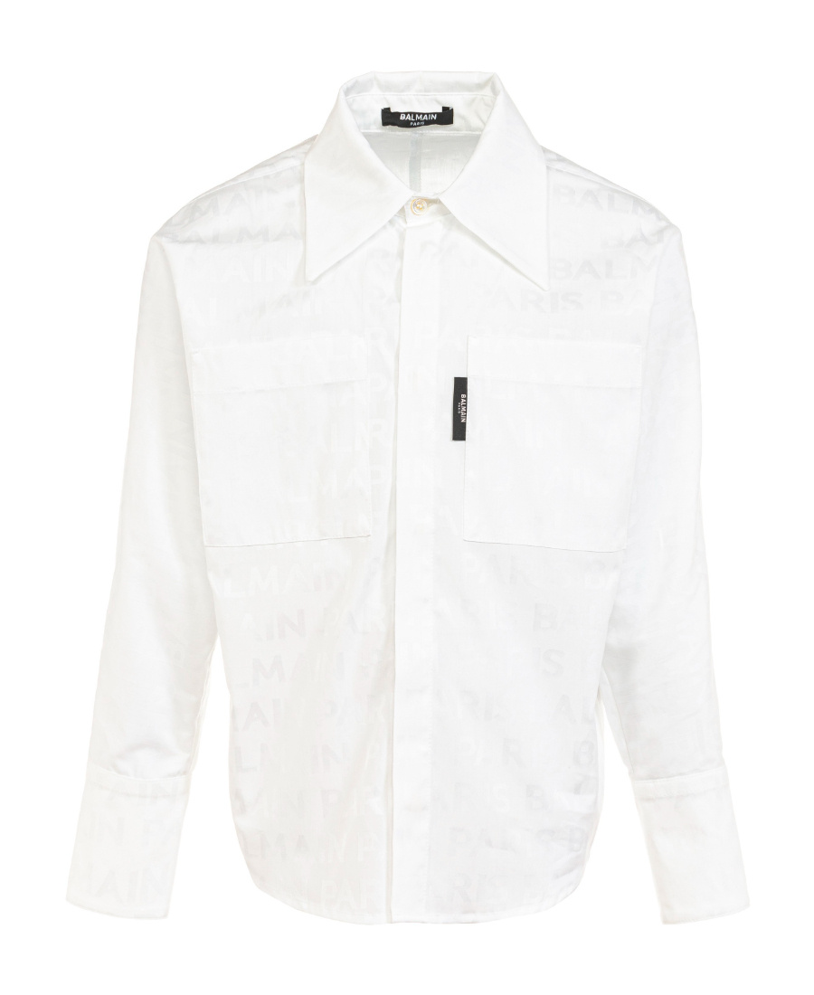 Balmain Teen Logo-print Long-sleeve Shirt In White
