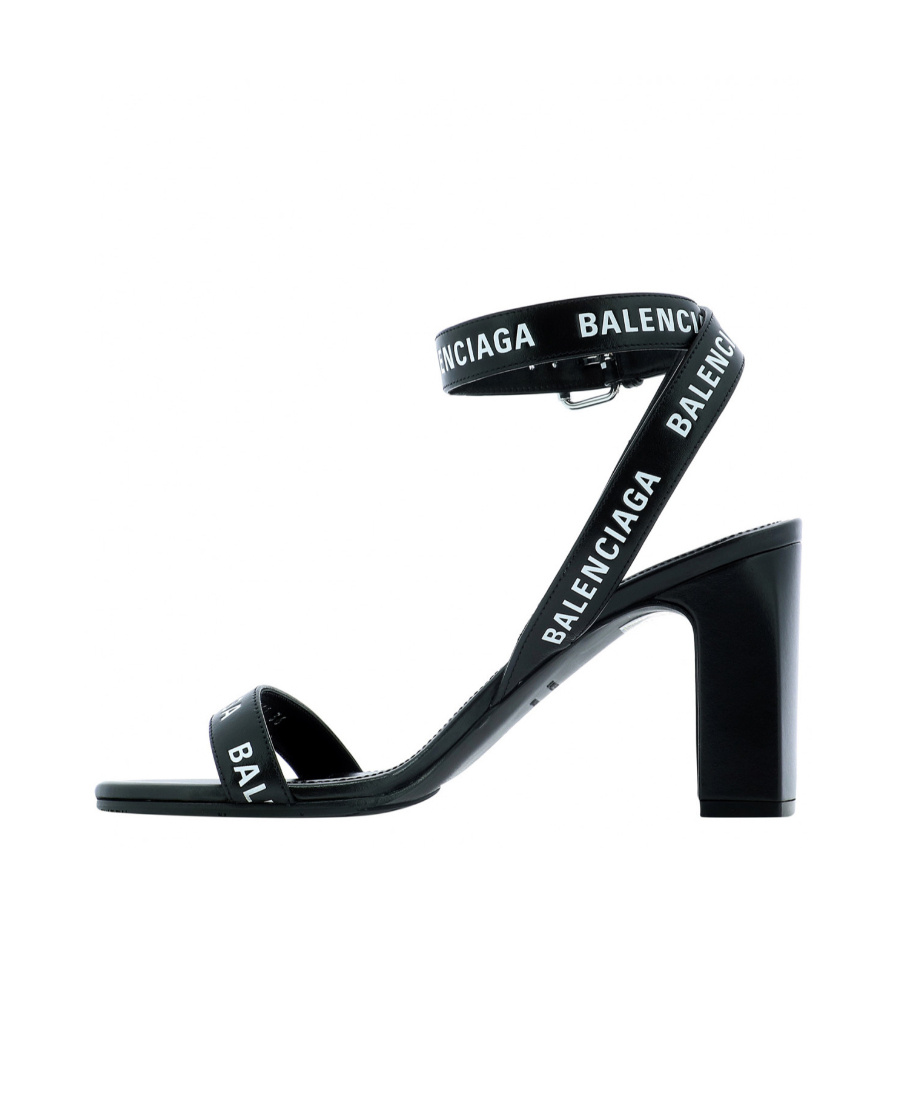 Shop Balenciaga Logo-tape Open-toe Sandals In Black