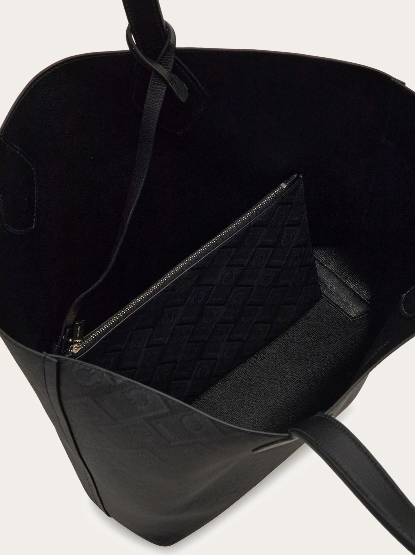Shop Ferragamo Logo Printed Tote Bag In Black