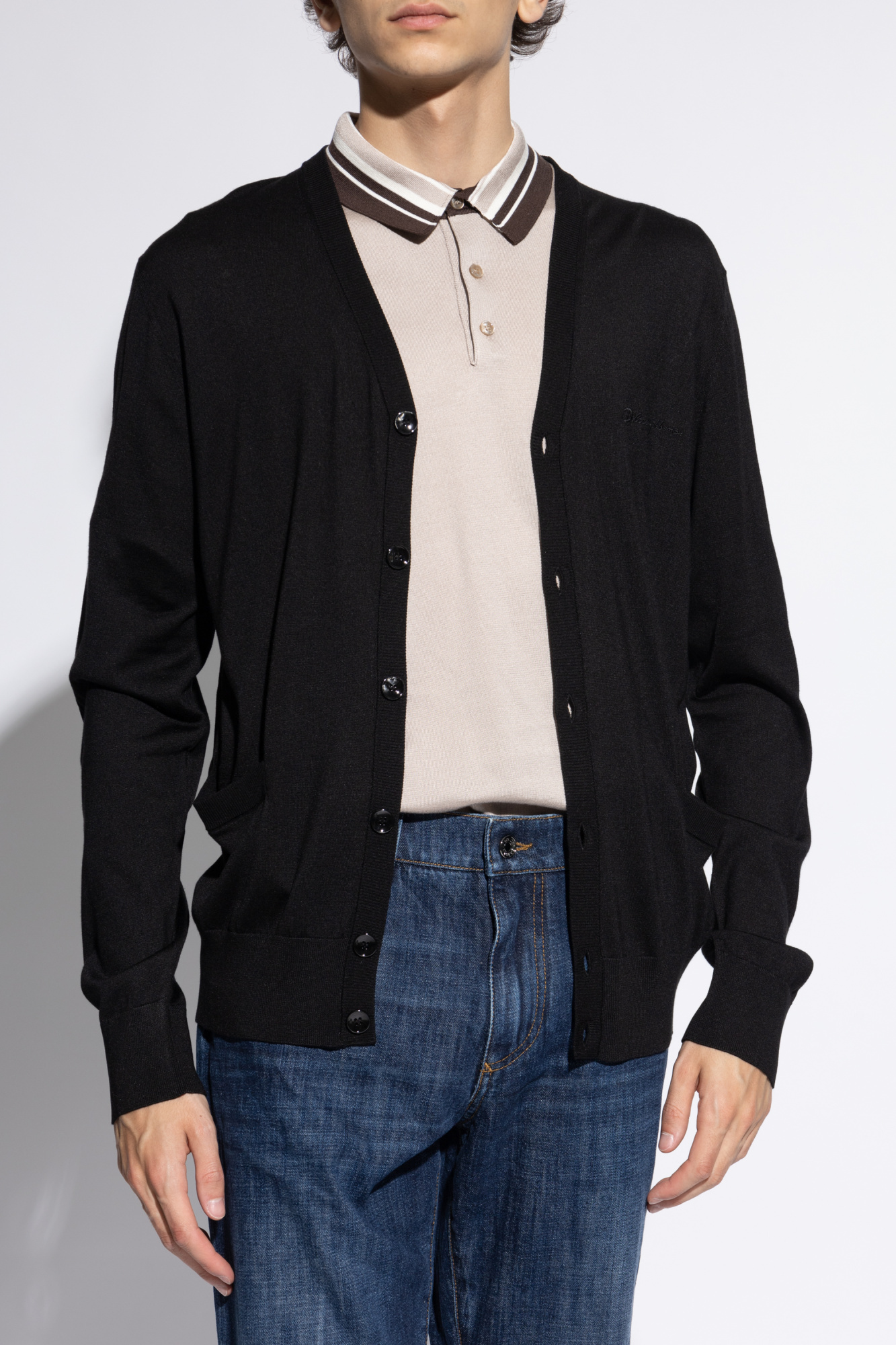 Dolce & Gabbana Logo-embroidered Cardigan In Black