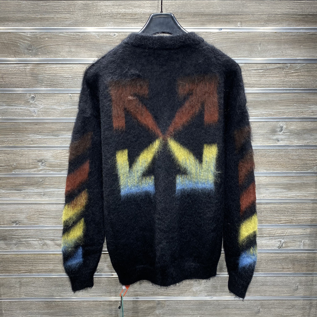 Off-white Brushed Wool Crew-neck Sweater With Contrasting Logo In Black