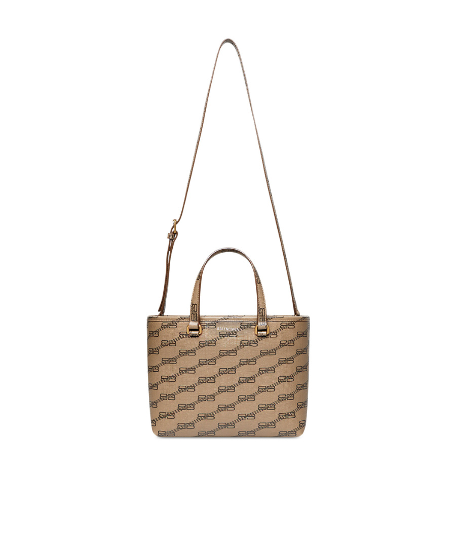 Balenciaga Small Signature East-west Shopper Tote In Brown