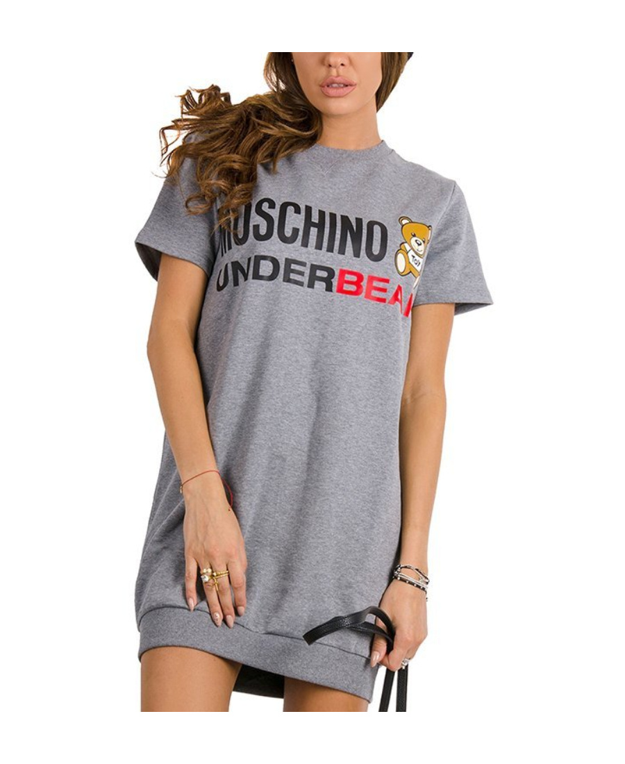 Moschino Logo Details Dress In Gray