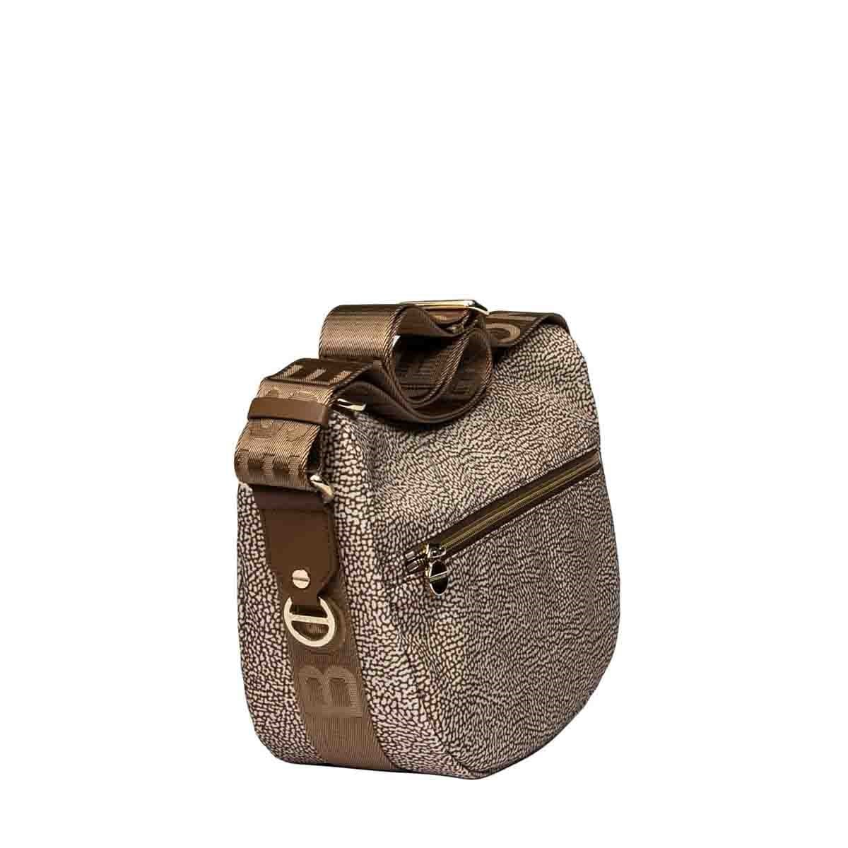 Borbonese Zipped Medium Shoulder Bag In Nude