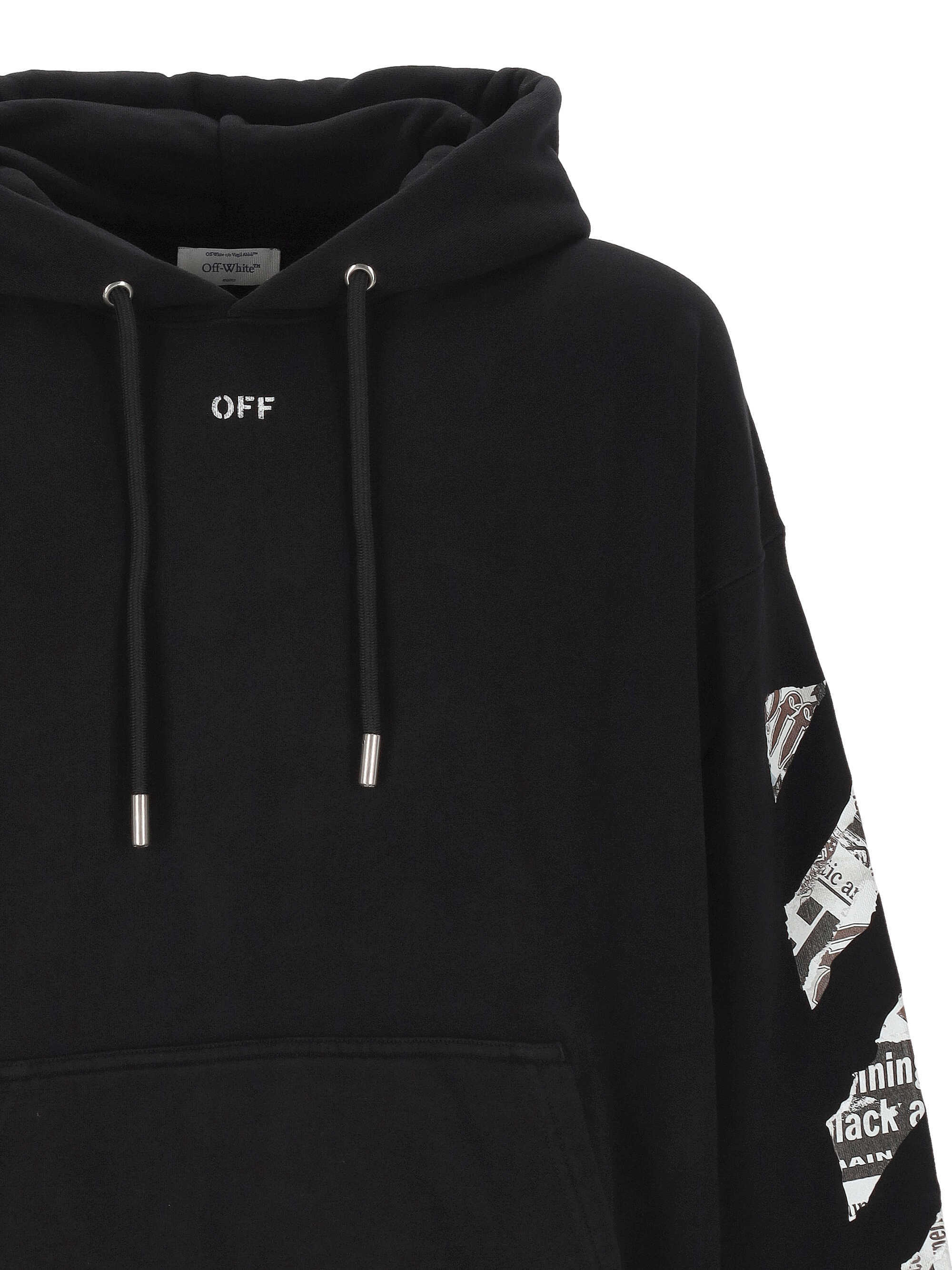 Off-white Newspaper Arrow Skate Hoodie In Black