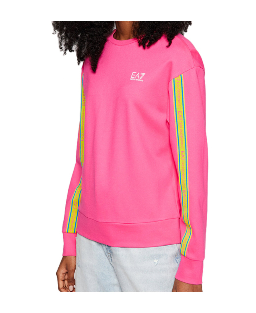 Emporio Armani Round Collar Long Sleeve Sweater In Pink