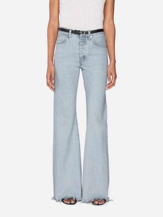 Frame High Rise Flared Jeans In Gray