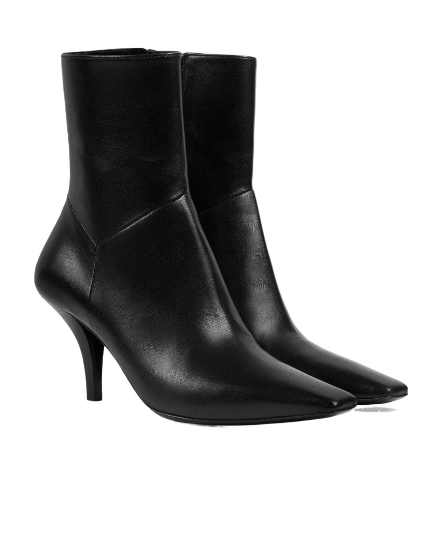Gucci Squared Toe Malaga Leather Booties 7cm In Black