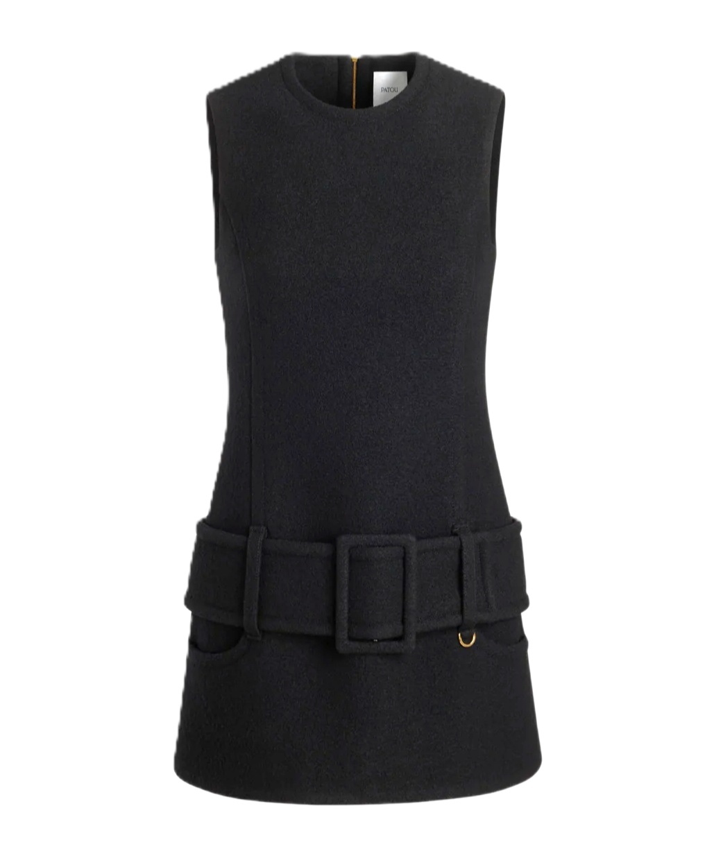 Patou Boiled Wool Mini Dress In Black