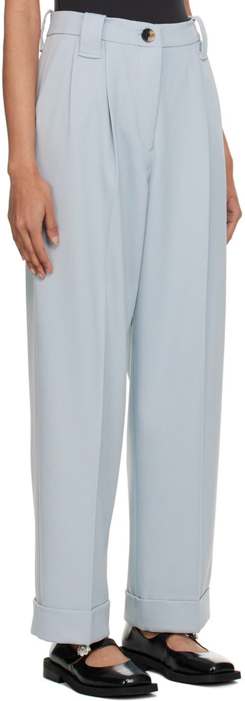Ganni Tailored Straight-leg Trousers In Gray