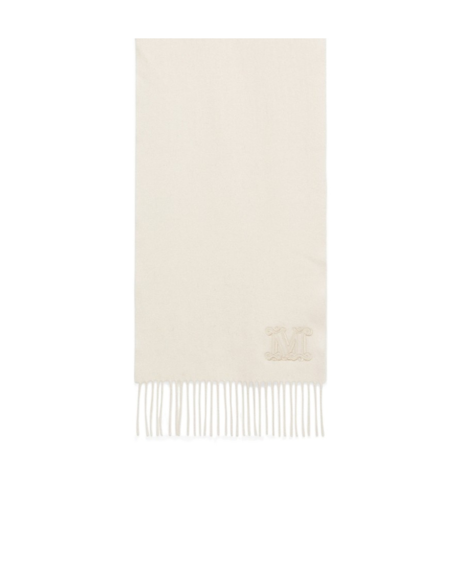 Max Mara Fringed Scarf In White