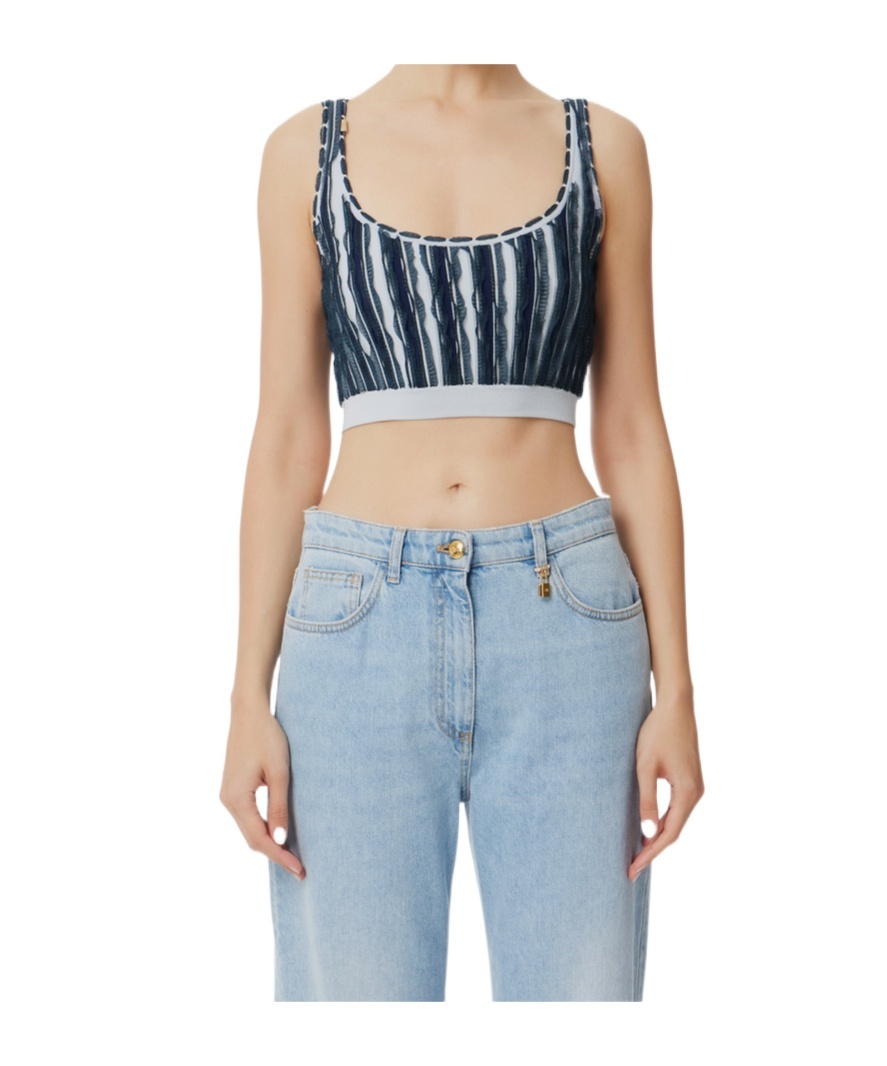Elisabetta Franchi Micropleated Vest In Blue
