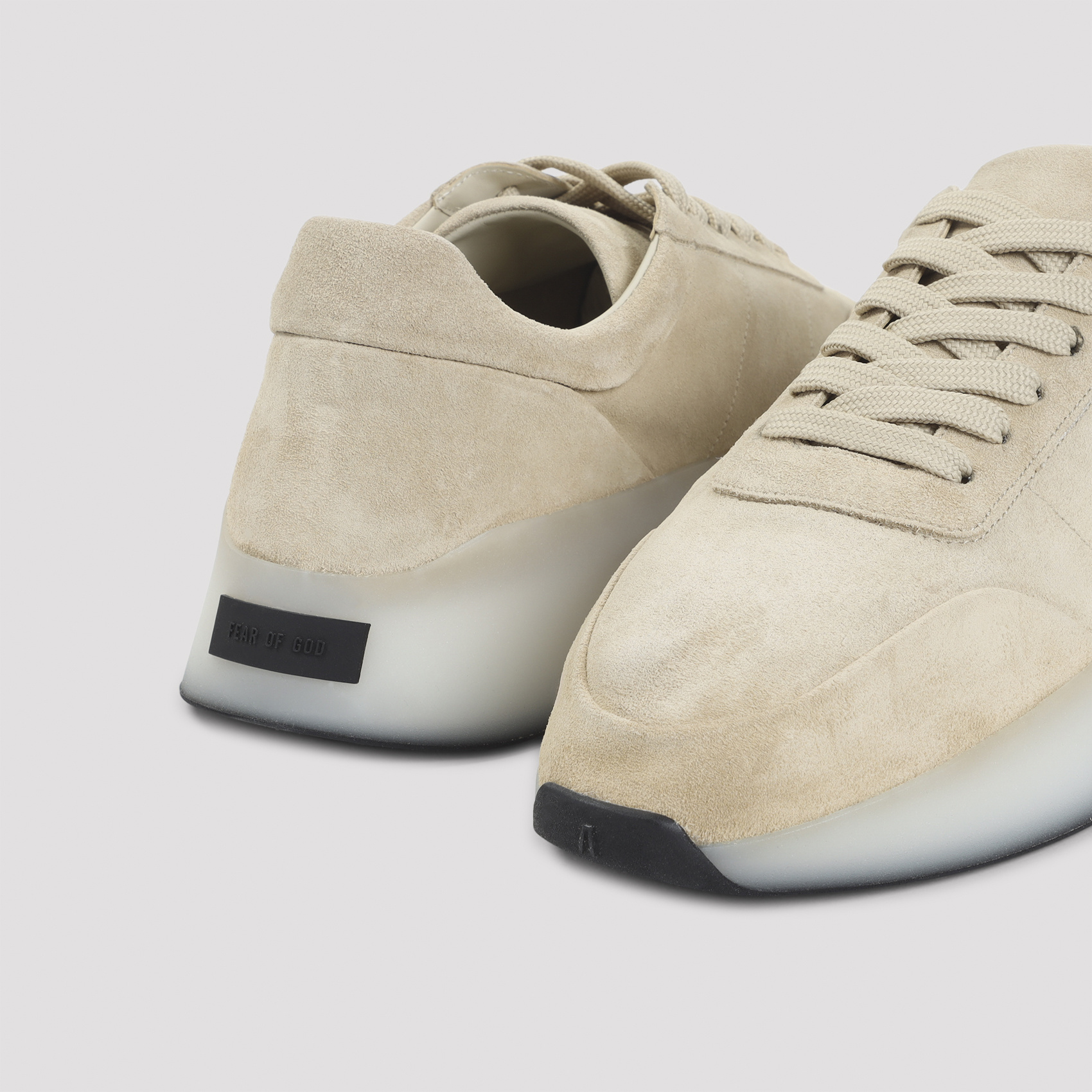 Fear Of God Round Toe Suede Runner With Rubber Sole In Neutral