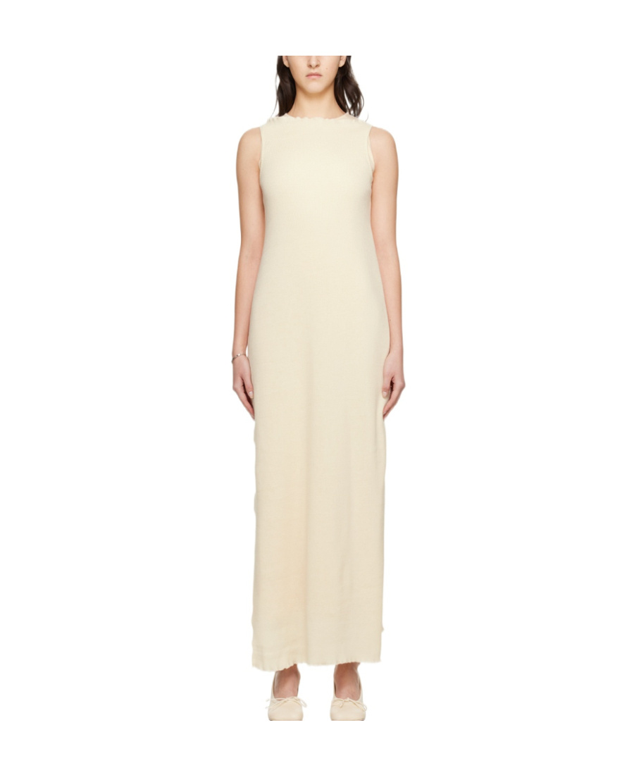 Mm6 Maison Margiela Laminated Dress With Round Neck In Nude