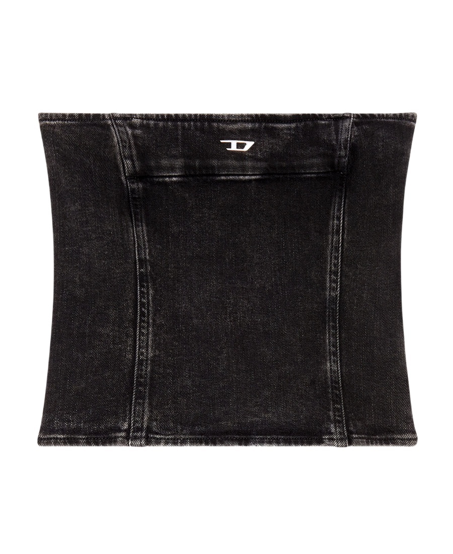 Diesel De-ville-d Denim Strapless Top In Black