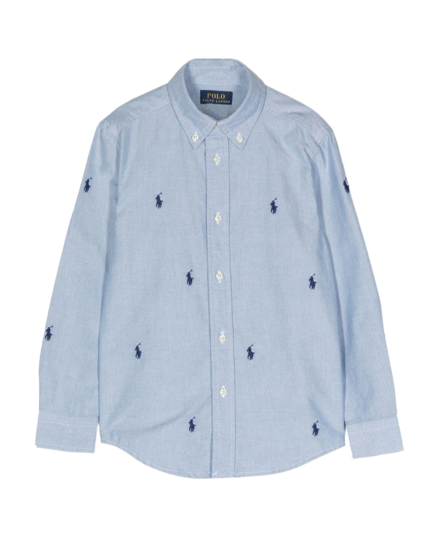 POLO RALPH LAUREN POLO RALPH LAUREN KIDS PONY EMBROIDERED CURVED HEM SHIRT