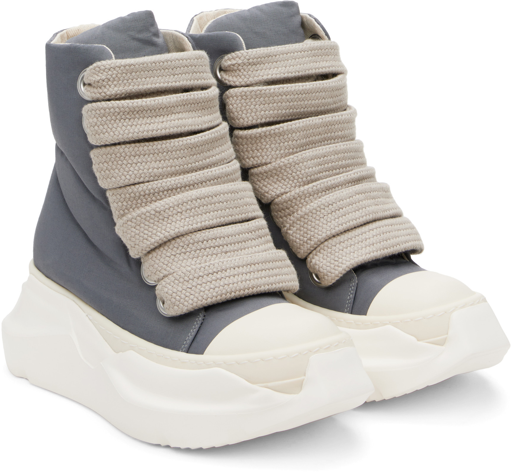 Rick Owens Drkshdw Gray Porterville Jumbo Laced Abstract Sneakers In White