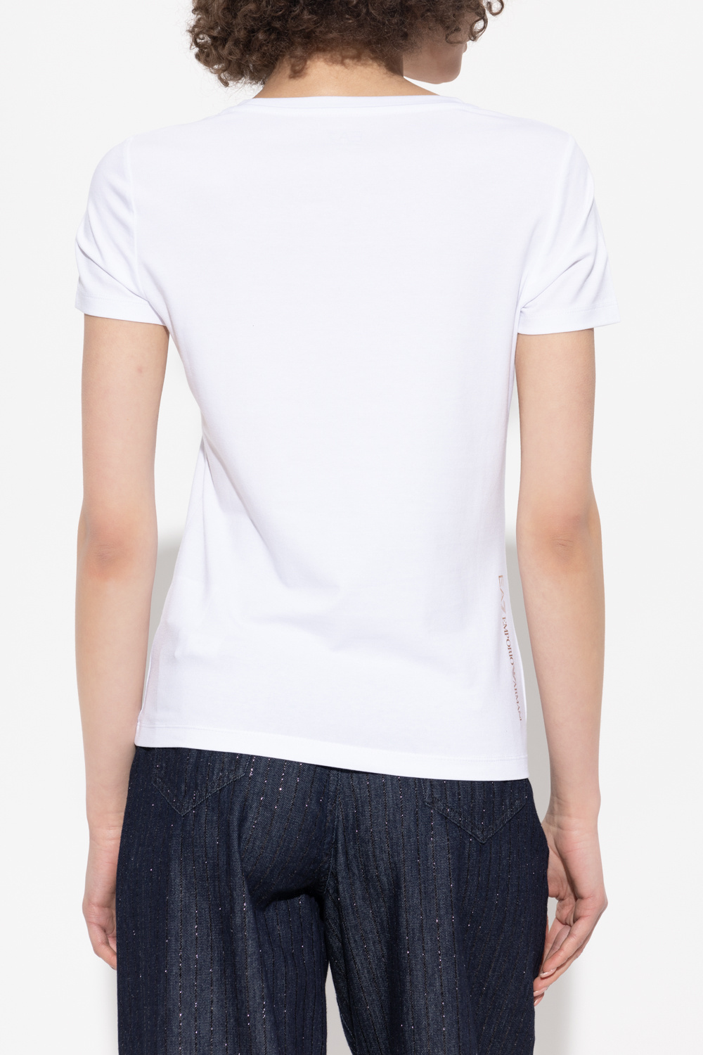 Ea7 Metallic Logo-print T-shirt In White
