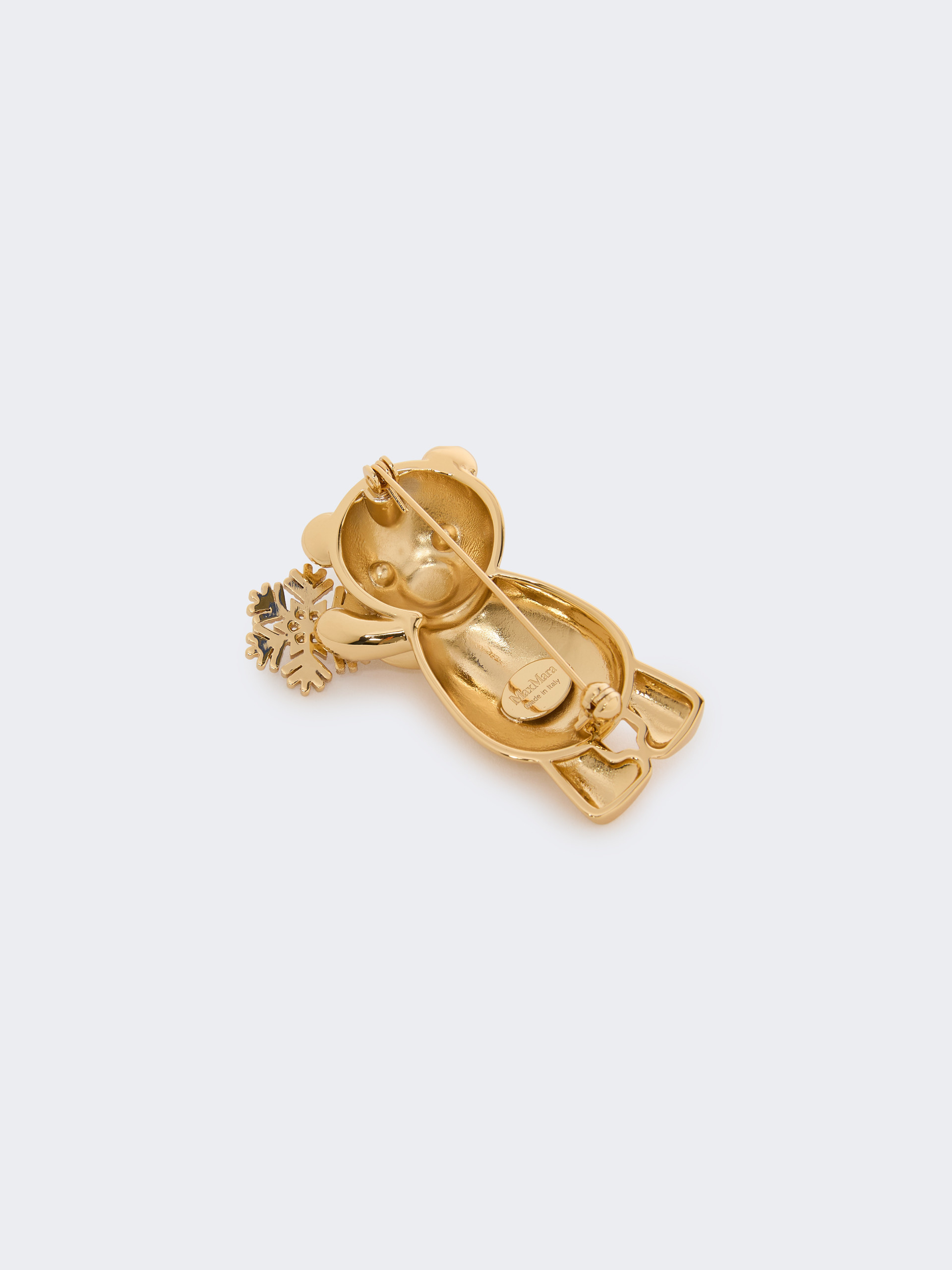 Max Mara Teddy Bear Brooch In Neutral