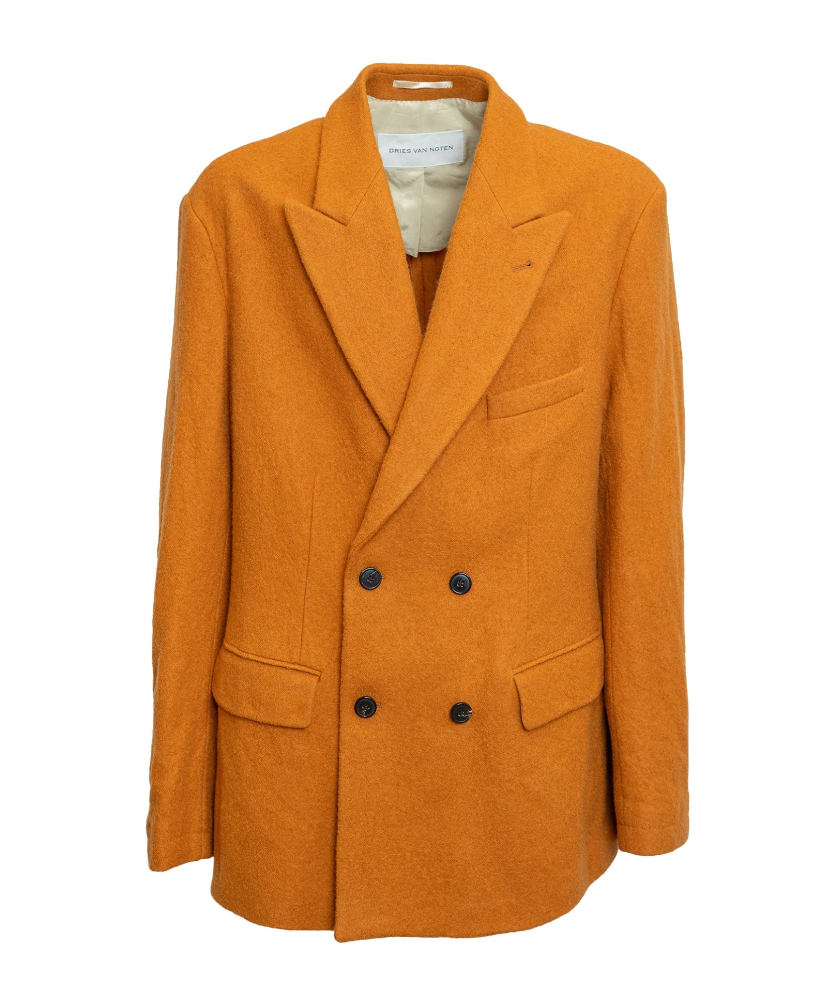Dries Van Noten Double Breasted Long Sleeved Coat In Orange