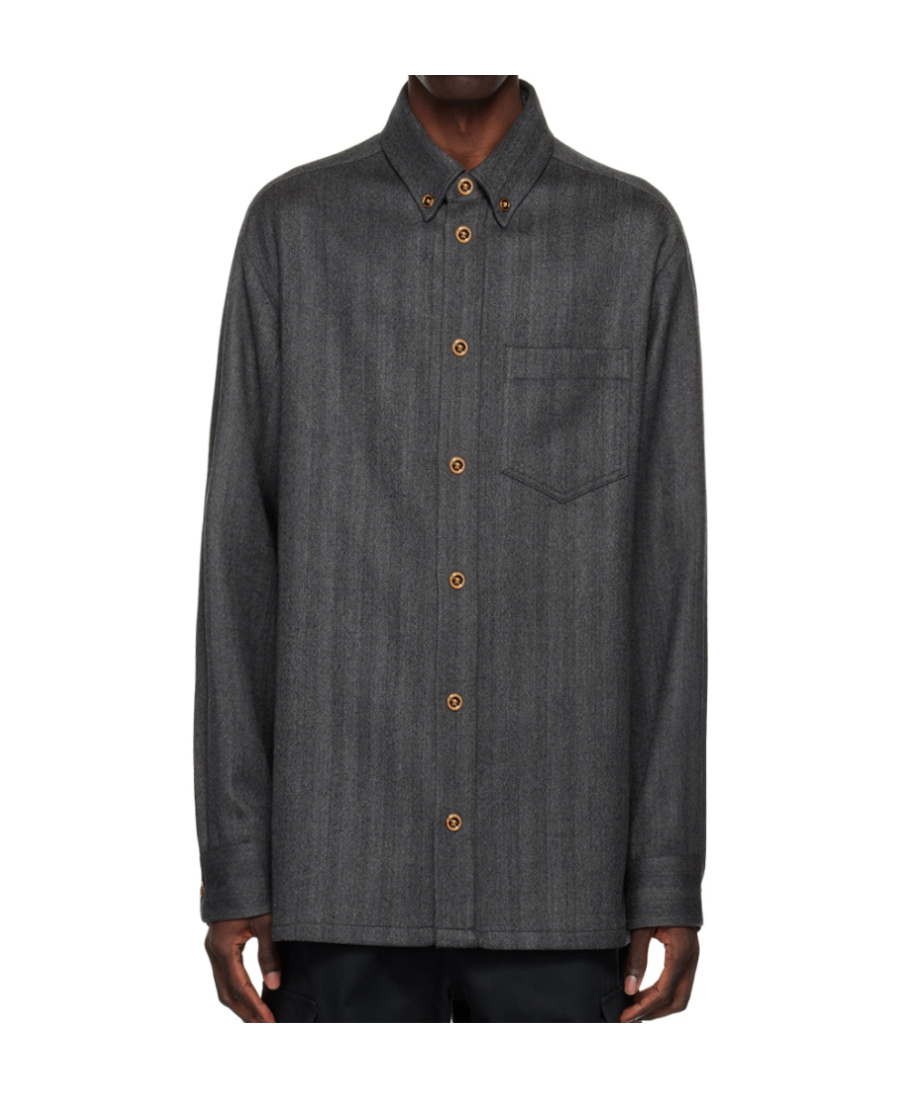 Versace Gray Medusa Shirt In Gray
