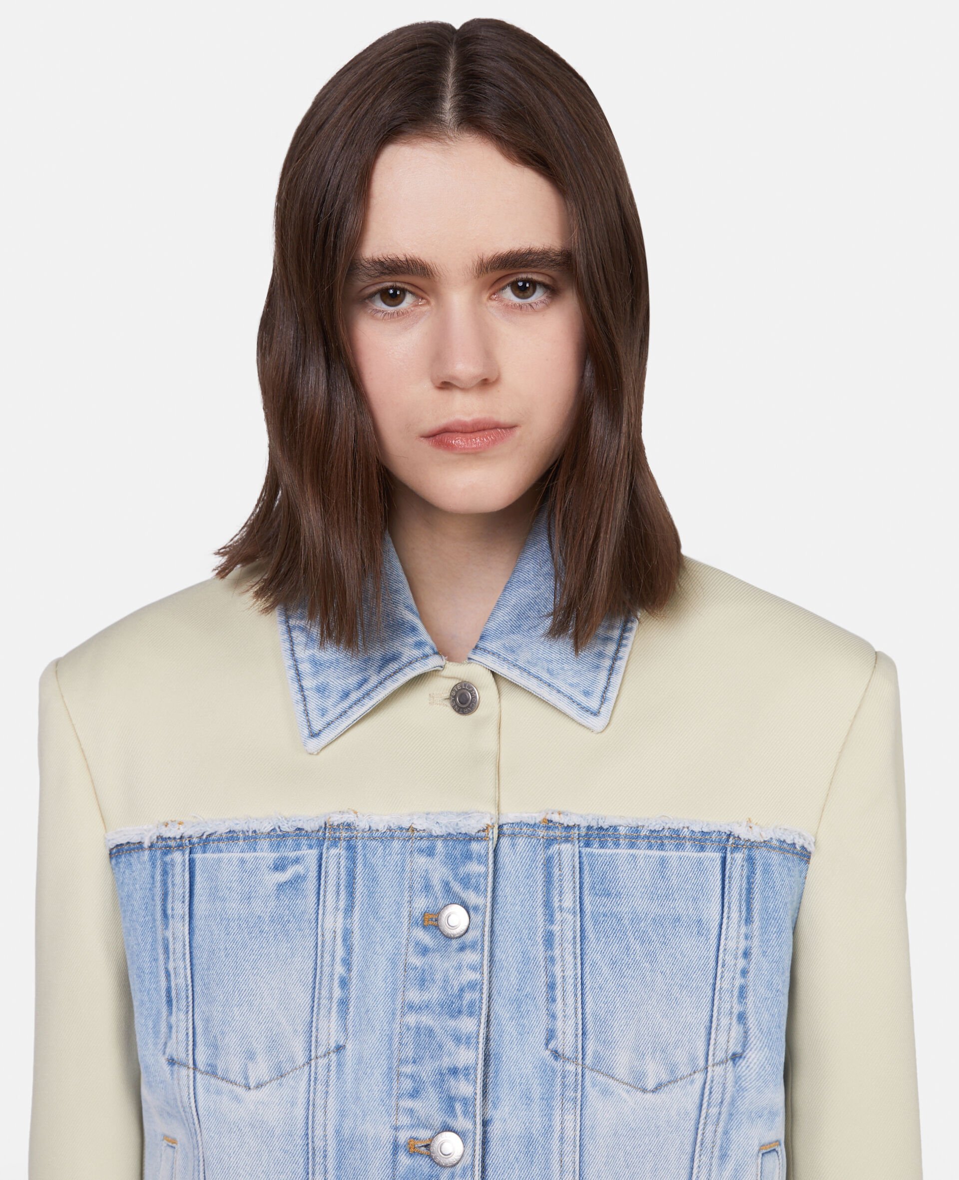 Stella Mccartney Button-up Panelled Denim Jacket In White