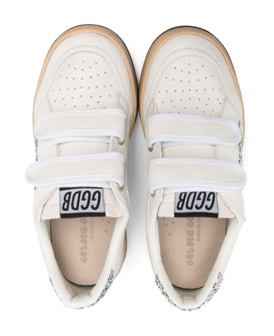 Golden Goose Ball Star White/glitter Platinum Trainer In White
