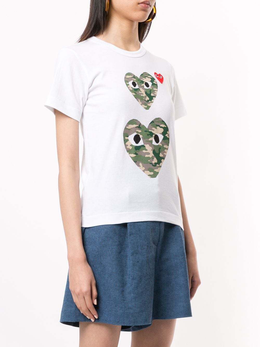 Comme Des Garçons Play Logo-print New Neck T-shirt In White