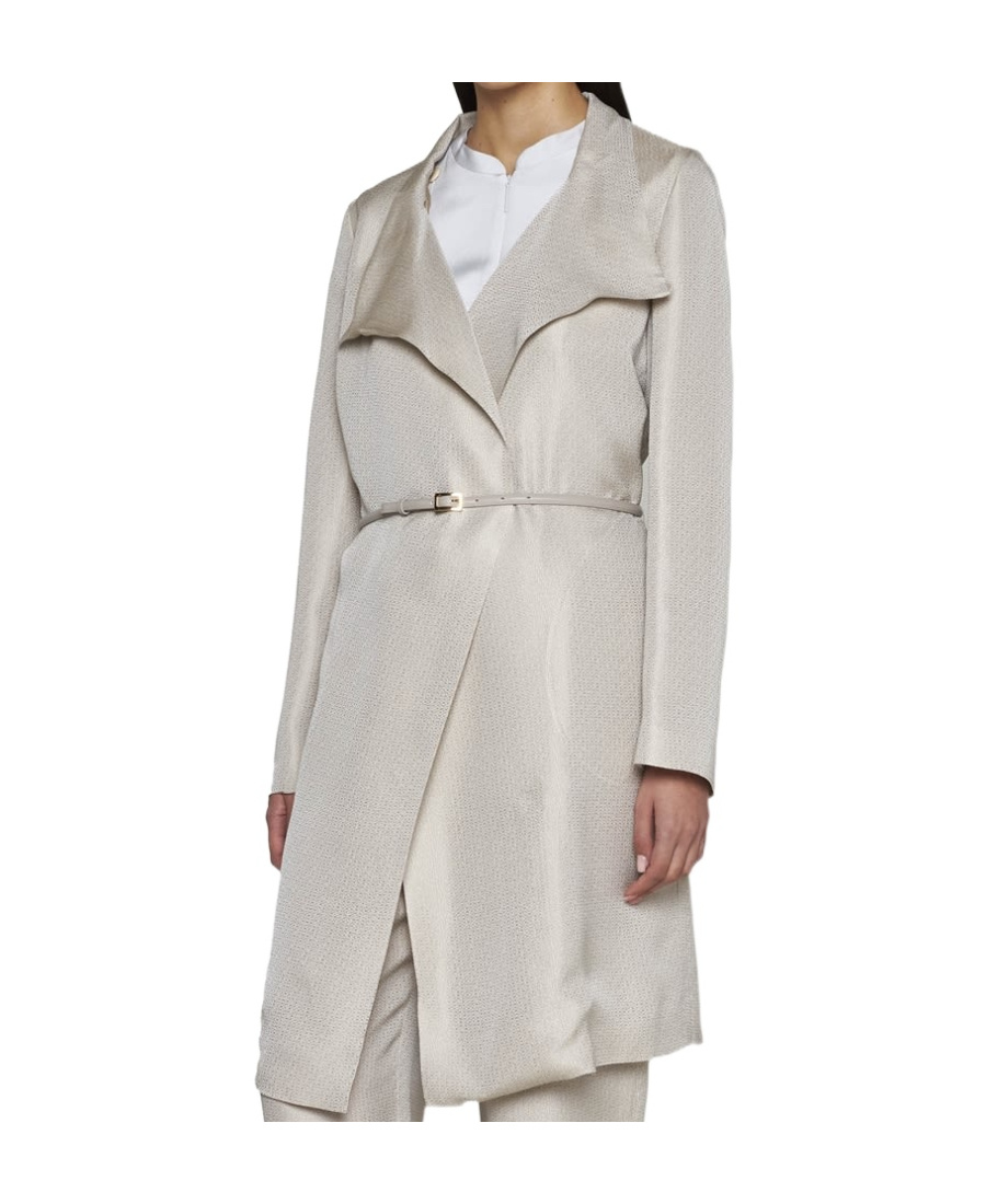 Giorgio Armani Belted Midi Coat In White