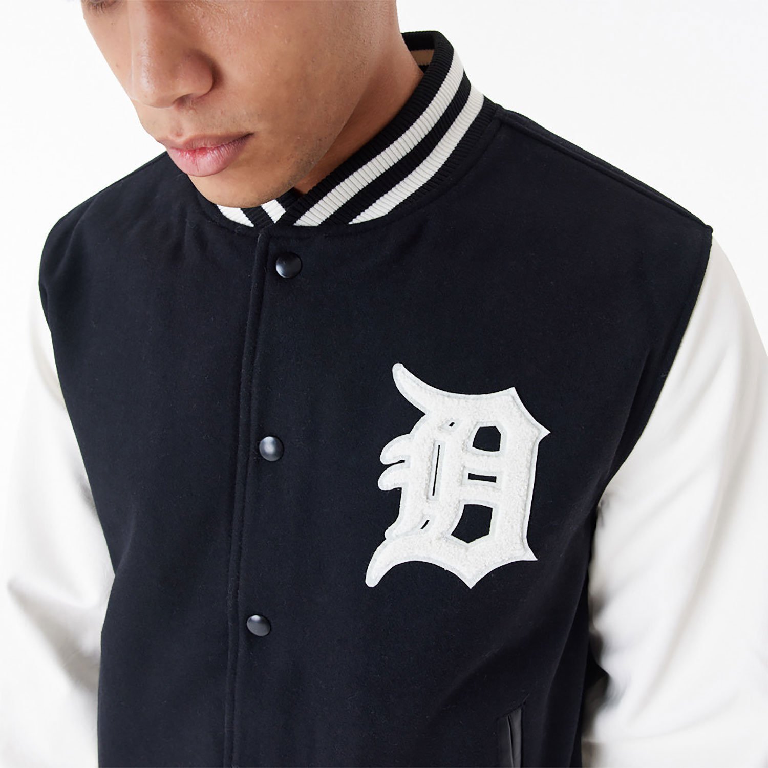 Shop New Era Long-sleeved Wool Casual Jacket In Black