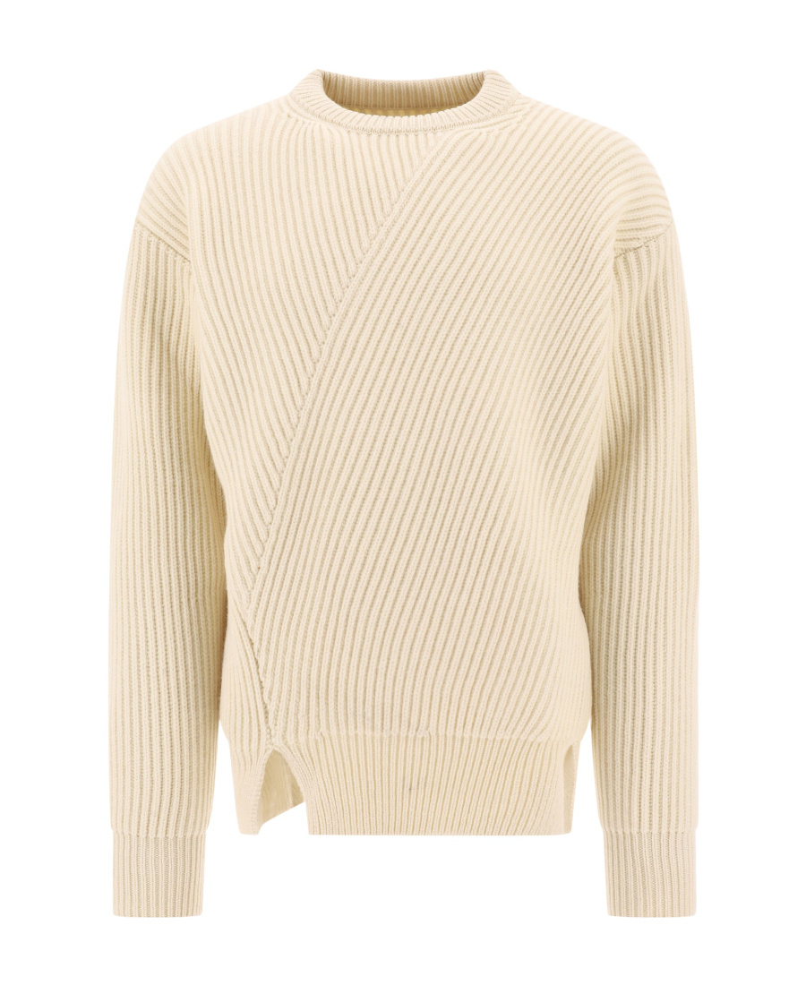 Jil Sander Waffle-knit Side-slits Jumper In Nude